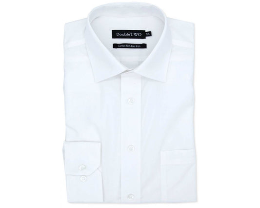 Cotton-Rich Non Iron Long Sleeve Shirt - White
