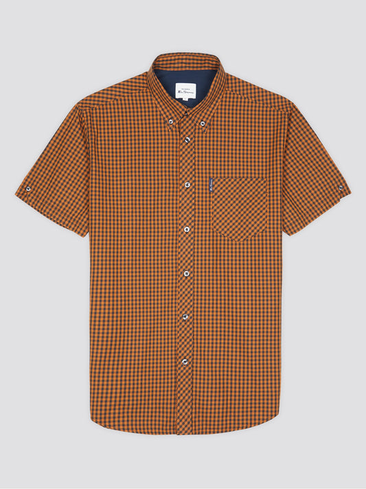 BigMens - Signature Short Sleeve Gingham Shirt - Gold Metal