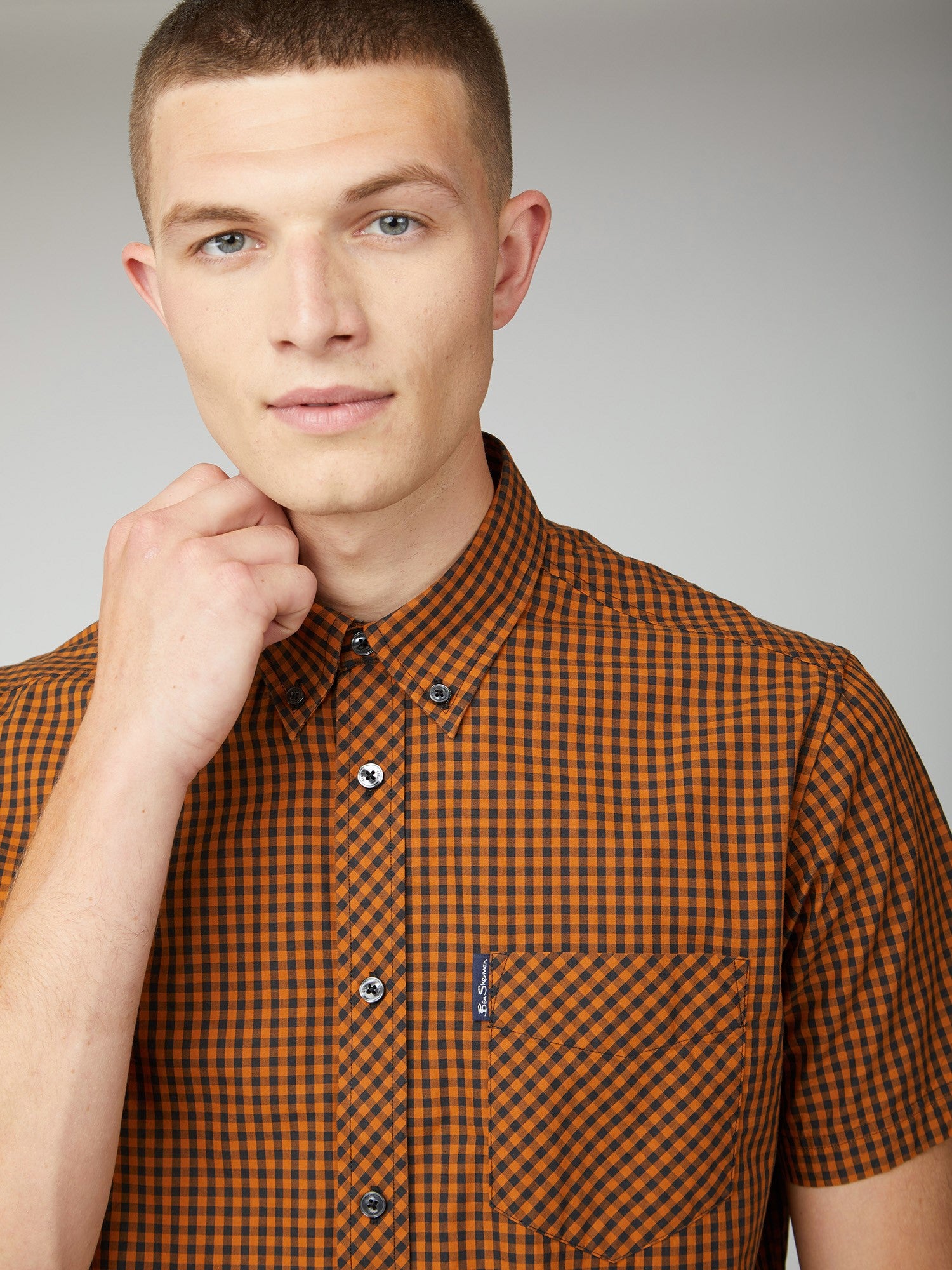 BigMens - Signature Short Sleeve Gingham Shirt - Gold Metal