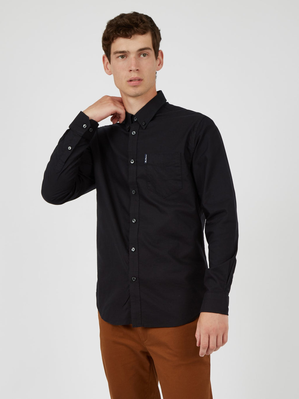 Organic Oxford Long Sleeve Shirt - Barely Black