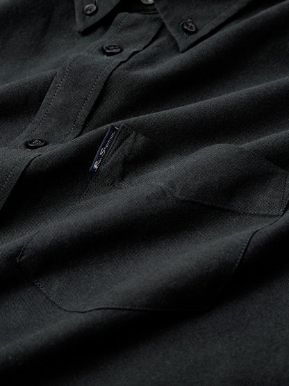 Organic Oxford Long Sleeve Shirt - Barely Black