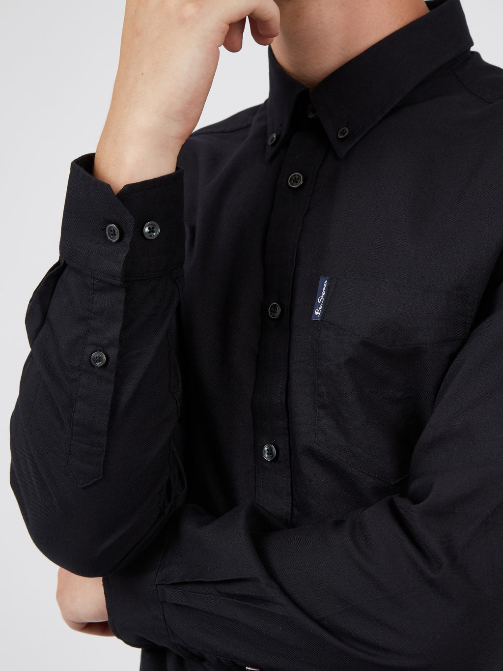 Organic Oxford Long Sleeve Shirt - Barely Black