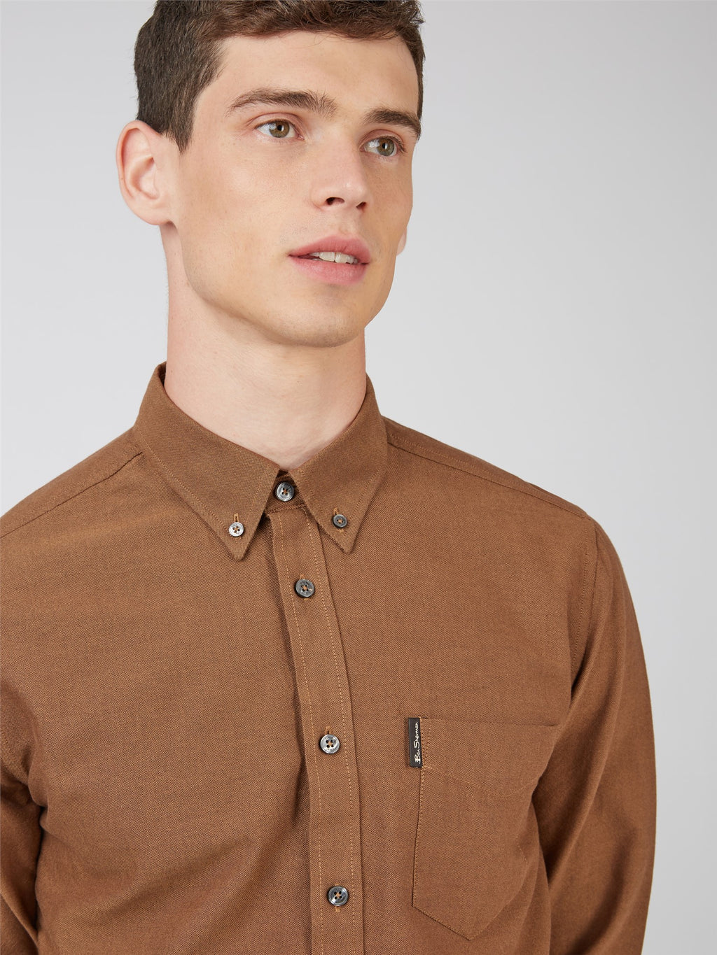 Organic Oxford Long Sleeve Shirt - Light Brown