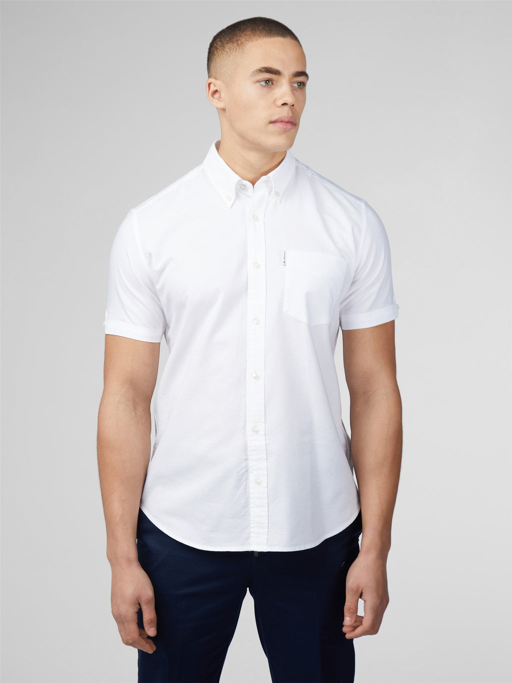 Signature Cotton Oxford Short Sleeve Shirt - White