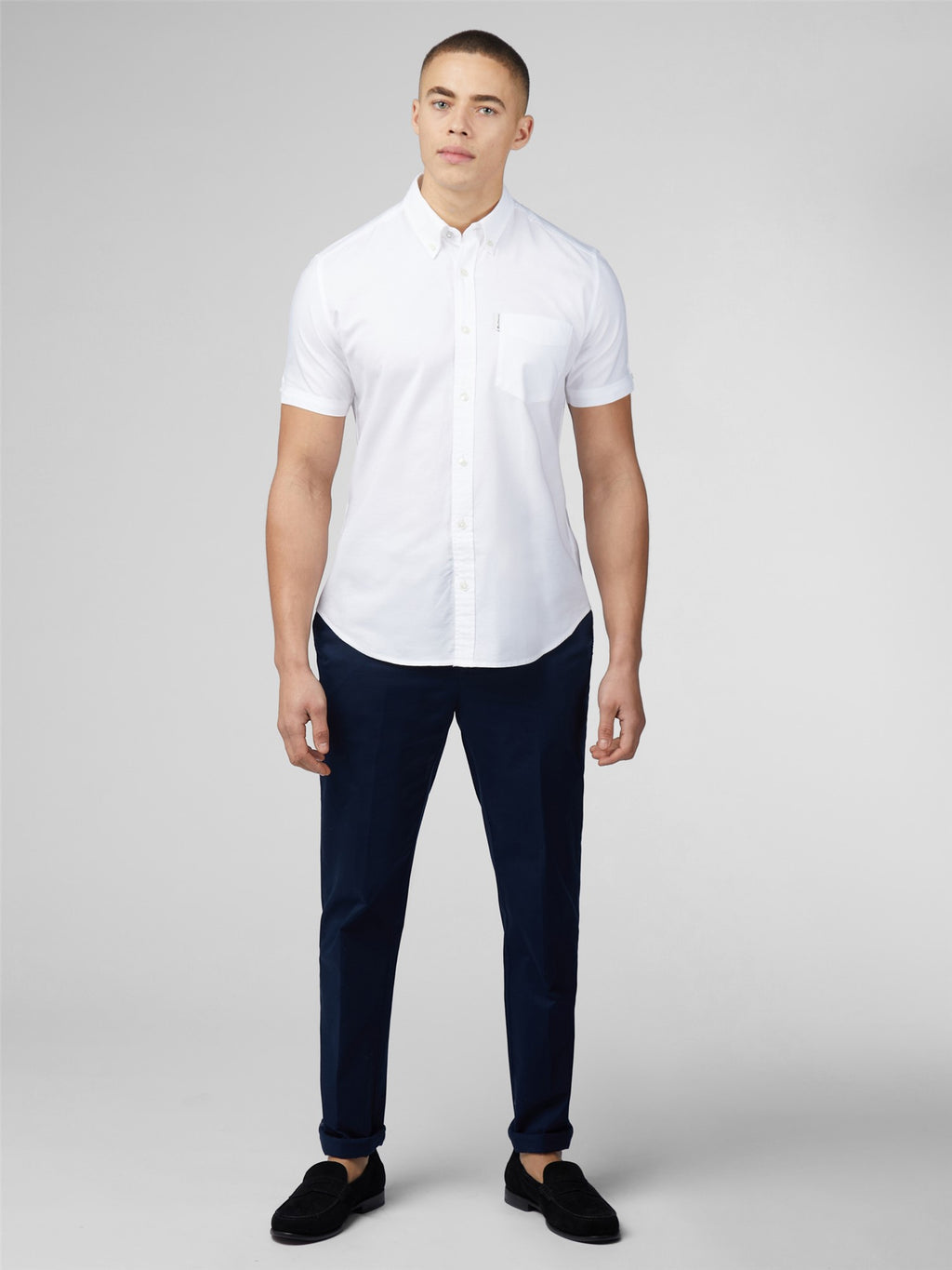 Signature Cotton Oxford Short Sleeve Shirt - White