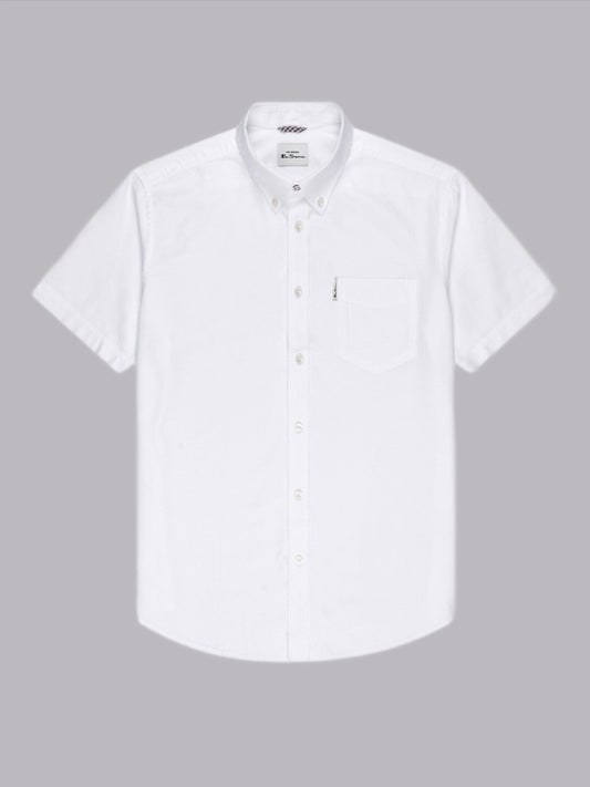 Organic Cotton Short Sleeve Oxford Shirt - White