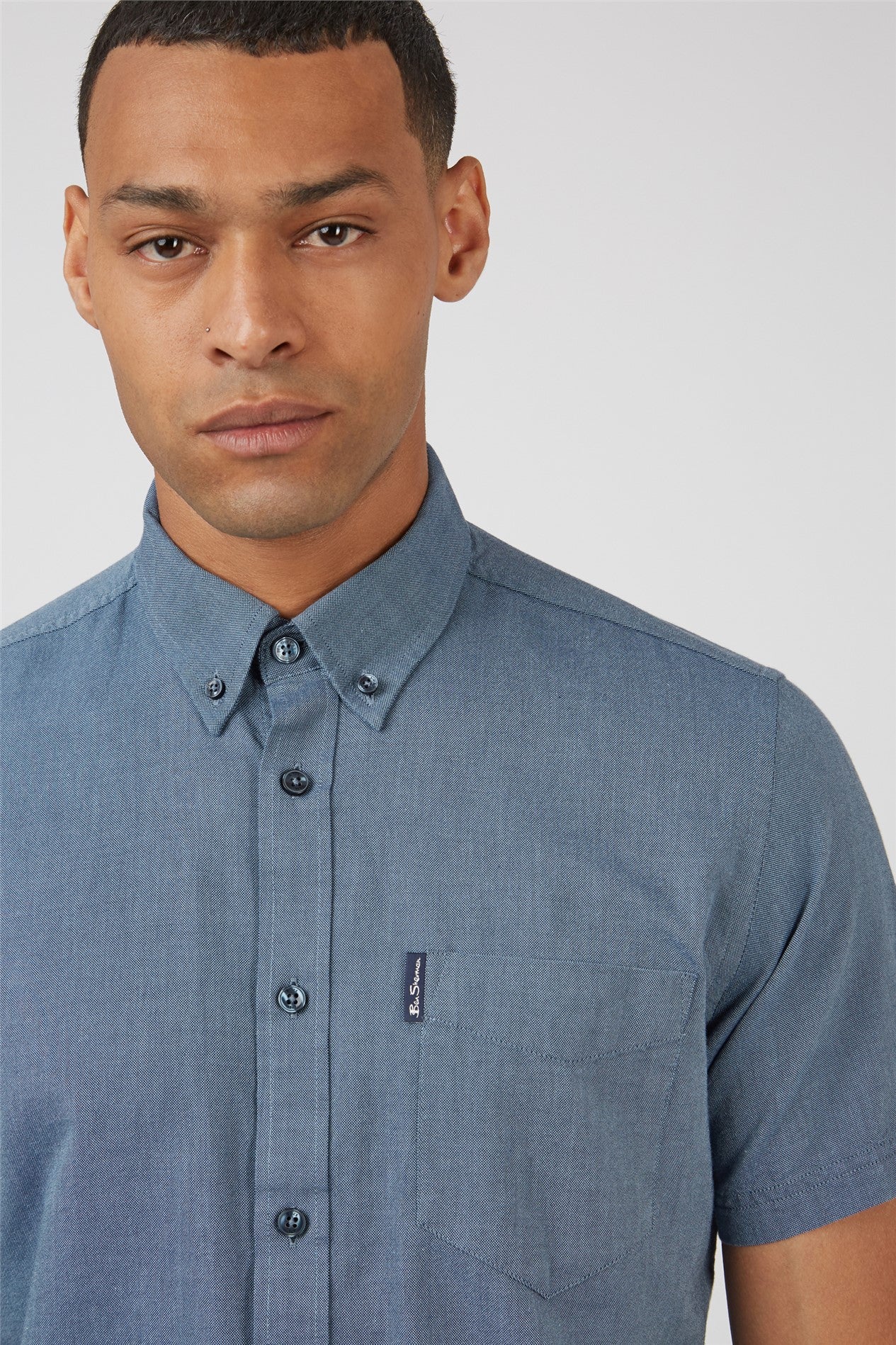 BigMens - Organic Cotton Short Sleeve Oxford Shirt - Dark Blue