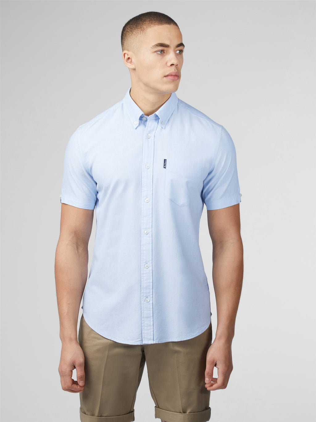 Signature Cotton Oxford Short Sleeve Shirt - Sky
