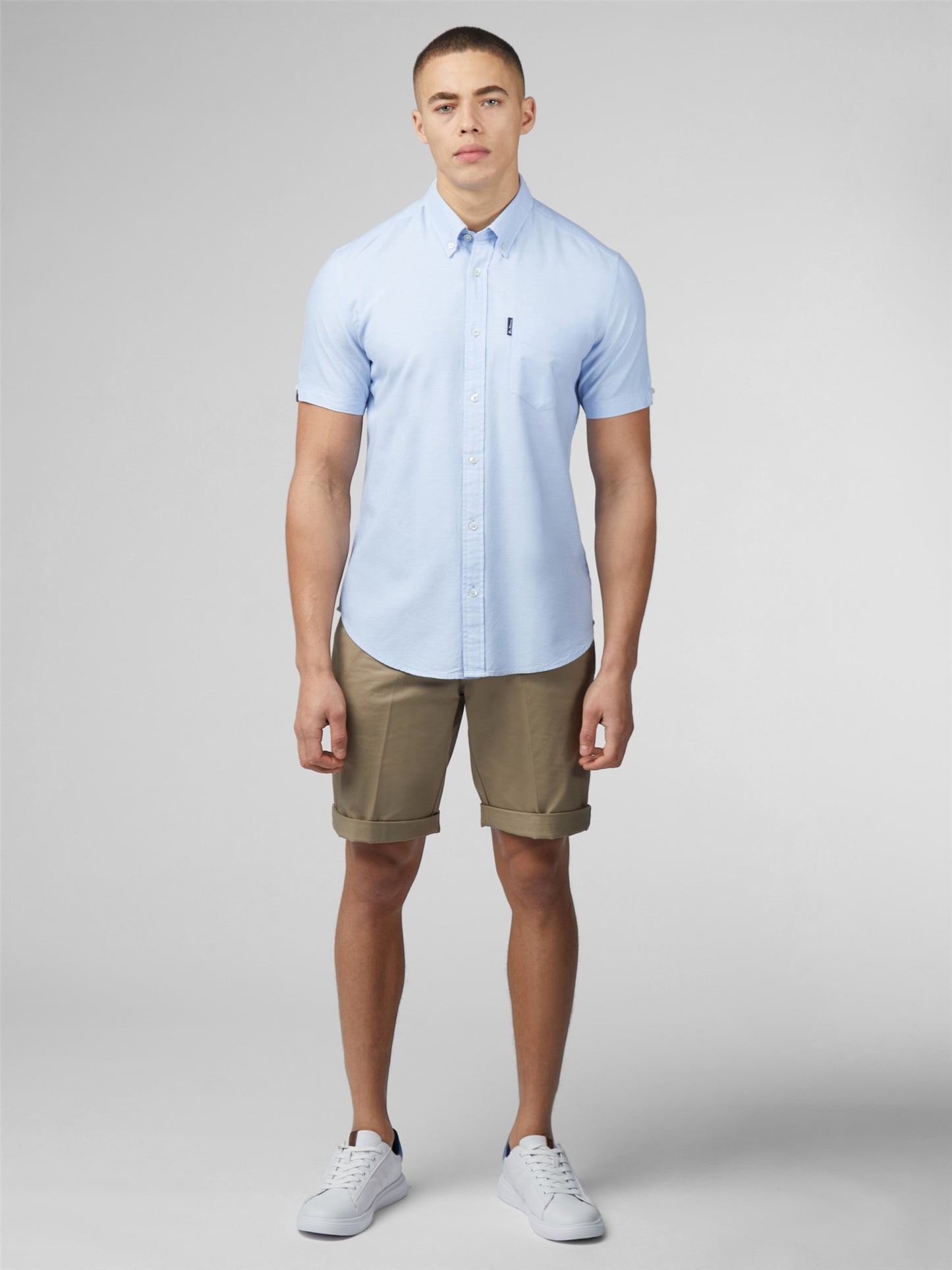 Signature Cotton Oxford Short Sleeve Shirt - Sky
