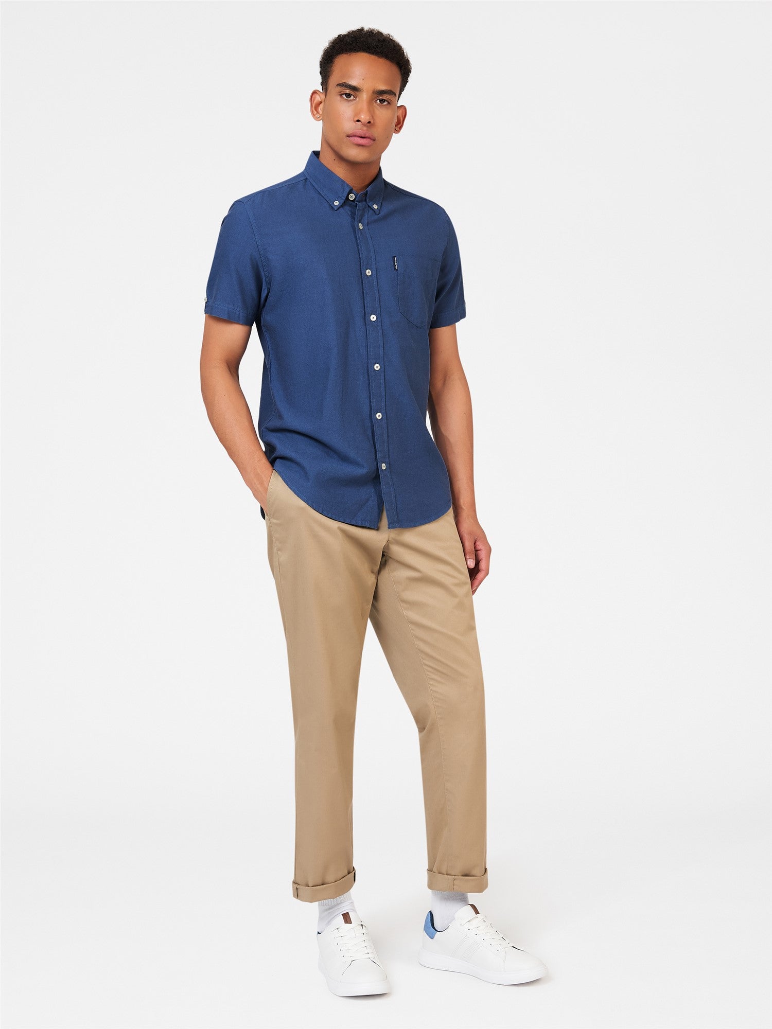 Signature Cotton Oxford Short Sleeve Shirt - Riviera Blue