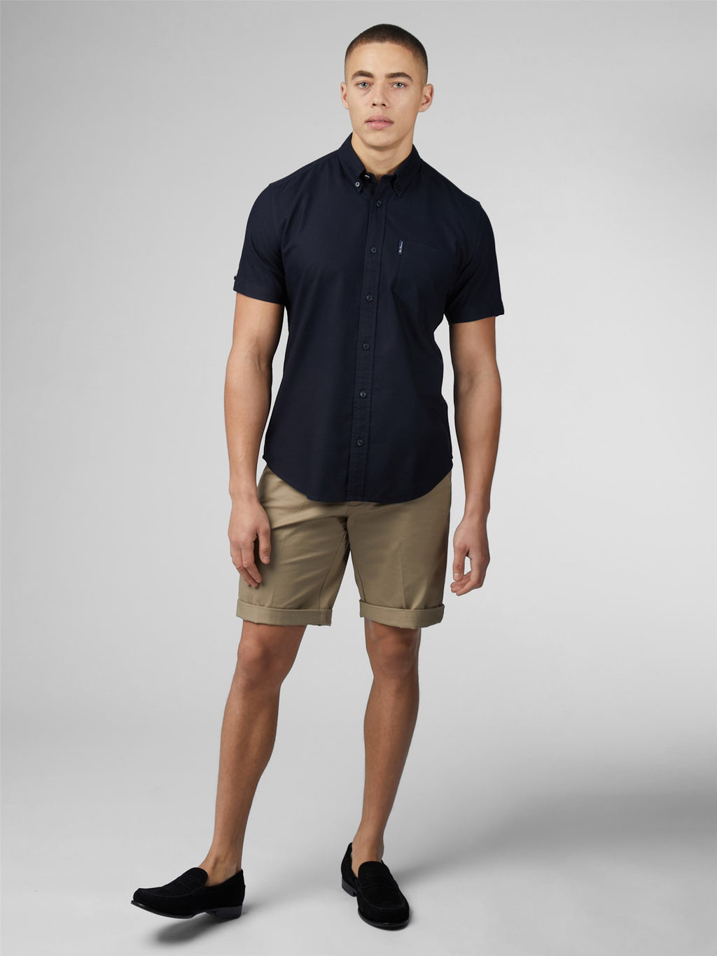 Signature Cotton Oxford Short Sleeve Shirt - Black