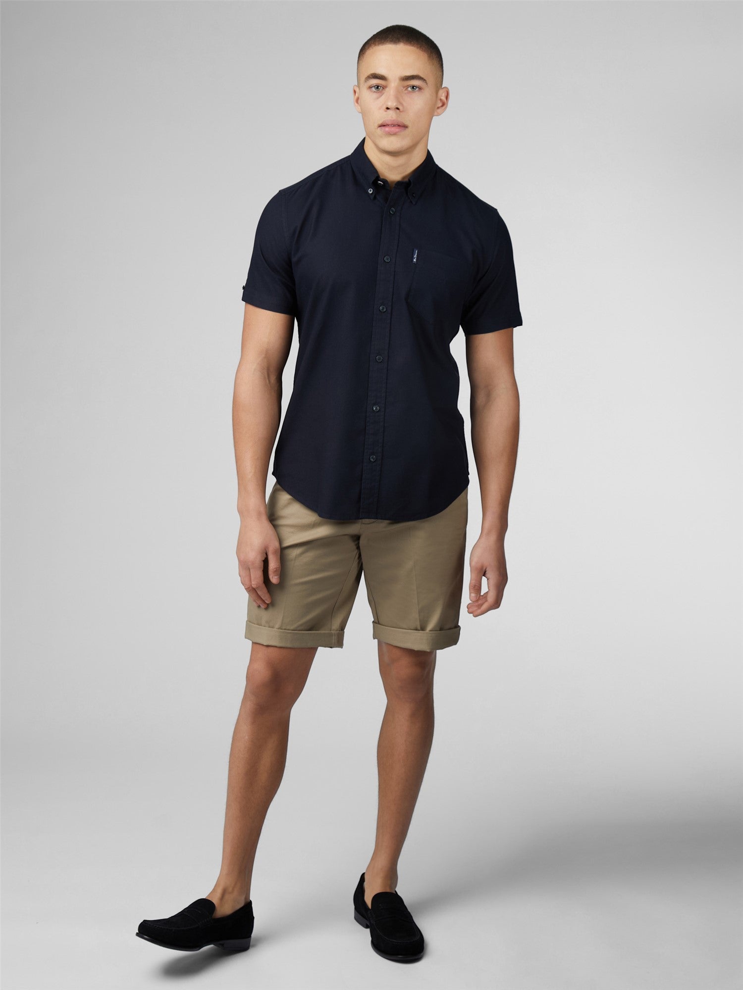 Signature Cotton Oxford Short Sleeve Shirt - Black