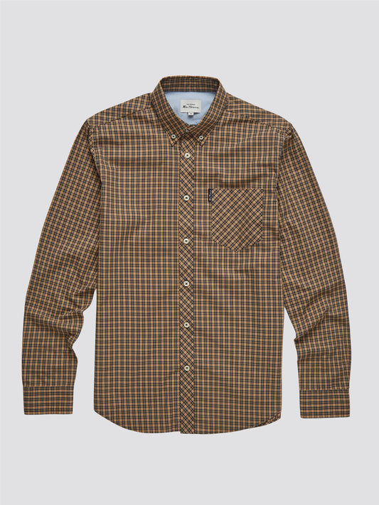 BigMens - Beige Mini Mod Check Shirt