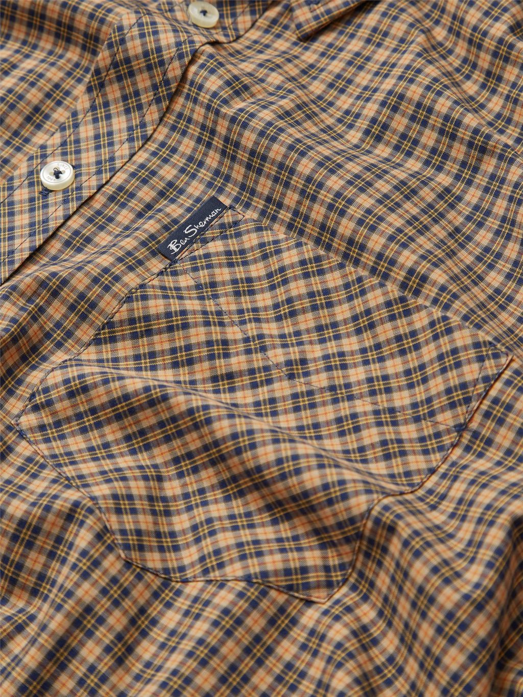 BigMens - Beige Mini Mod Check Shirt