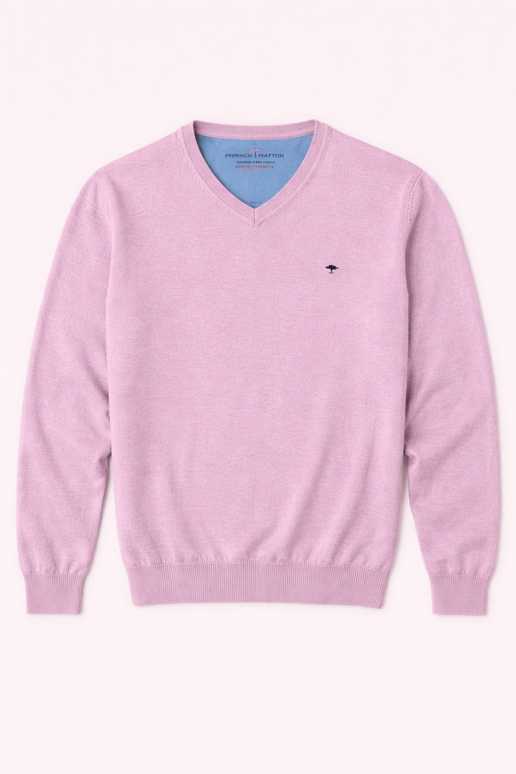 SOFT COTTON SWEATER WITH A V-NECK - Magnolia Pink
