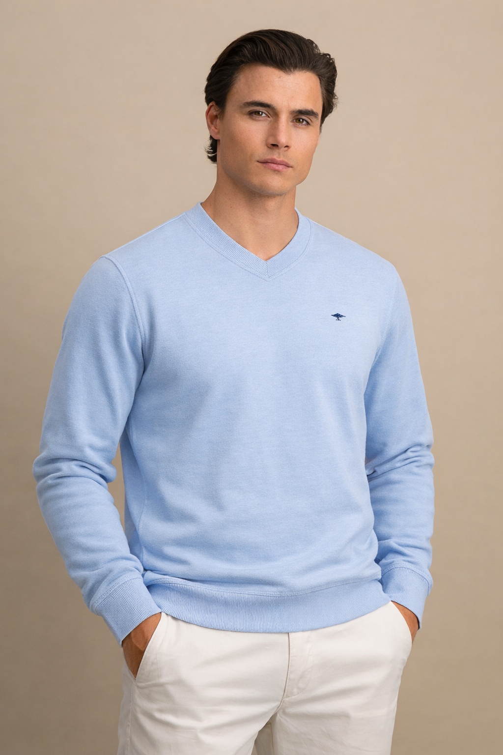 SOFT COTTON SWEATER WITH A V-NECK - New Breeze