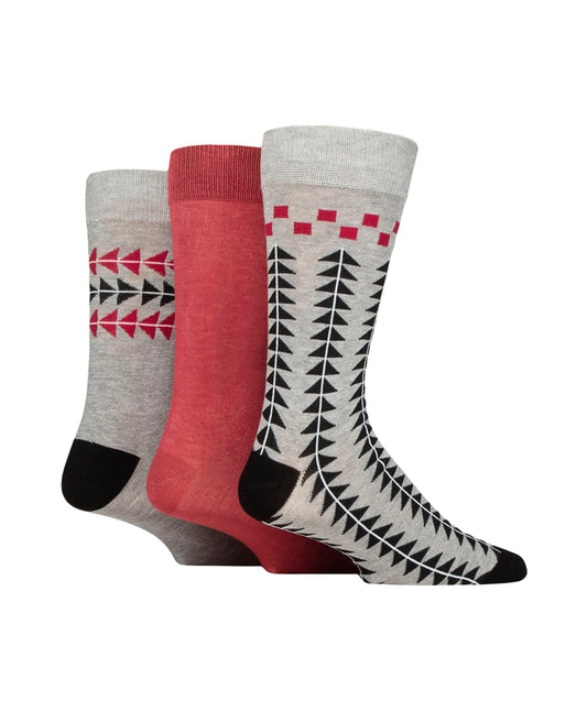 Glenmuir Soft Bamboo 3 Pack Socks - Grey Pattern