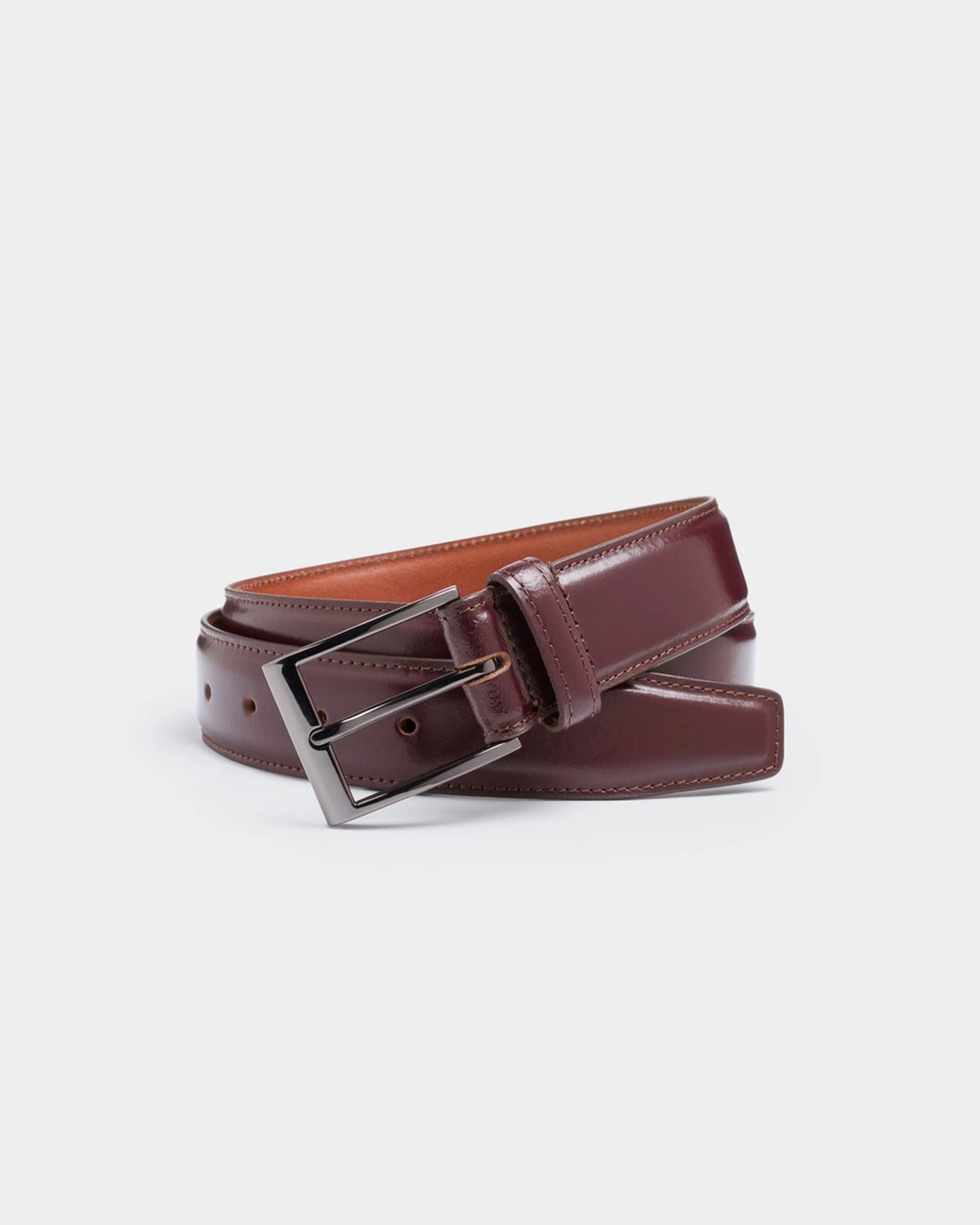 IBEX - 35mm Stitched Edge Leather Belt - Burgundy