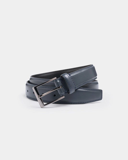 IBEX - 35mm Stitched Edge Leather Belt - Navy