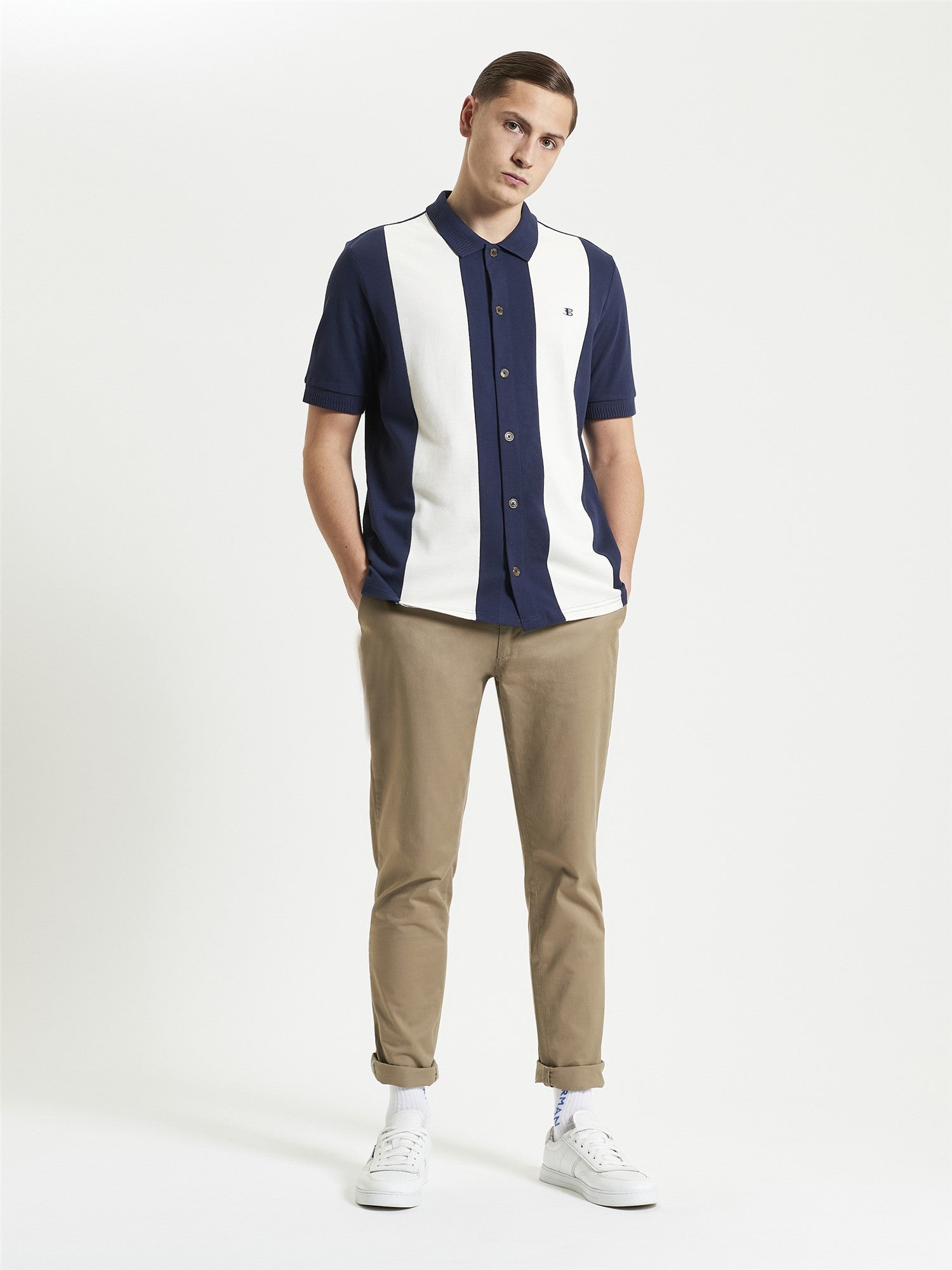 Ben Sherman Mod Pique Shirt - Navy Stripe