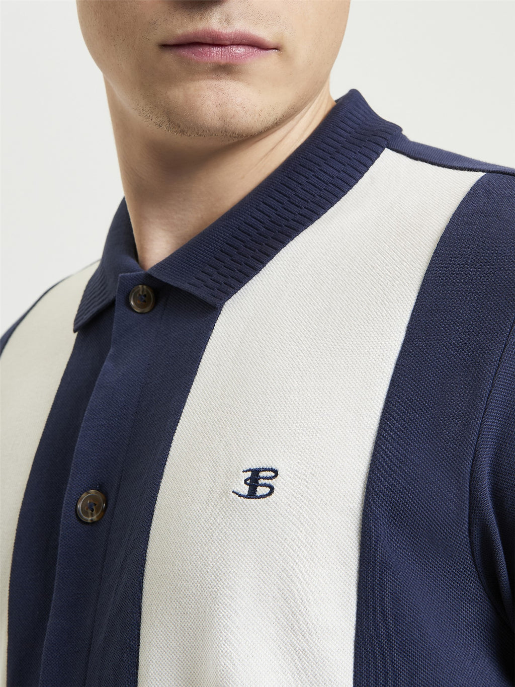 Ben Sherman Mod Pique Shirt - Navy Stripe