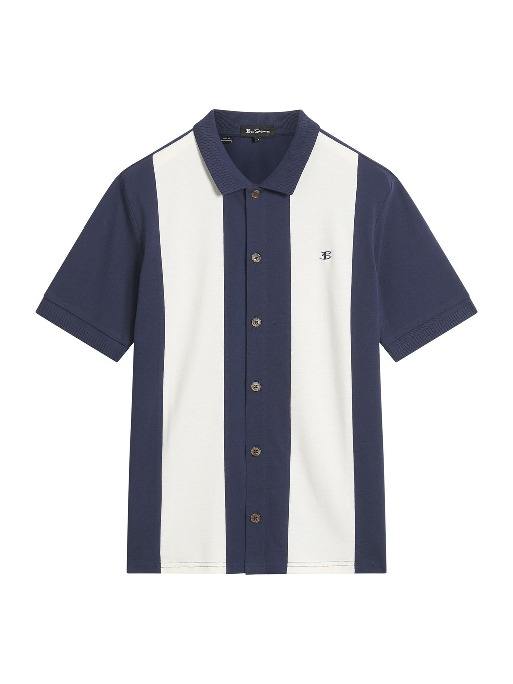 Ben Sherman Mod Pique Shirt - Navy Stripe