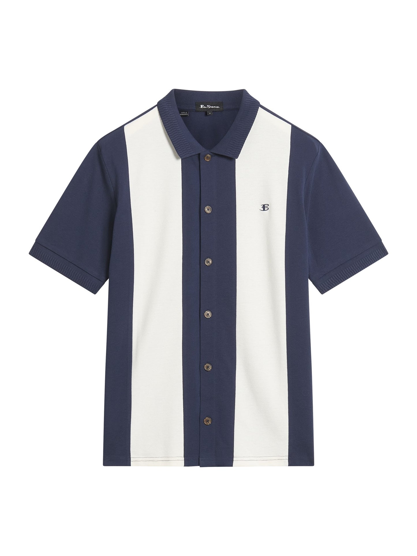 Ben Sherman Mod Pique Shirt - Navy Stripe
