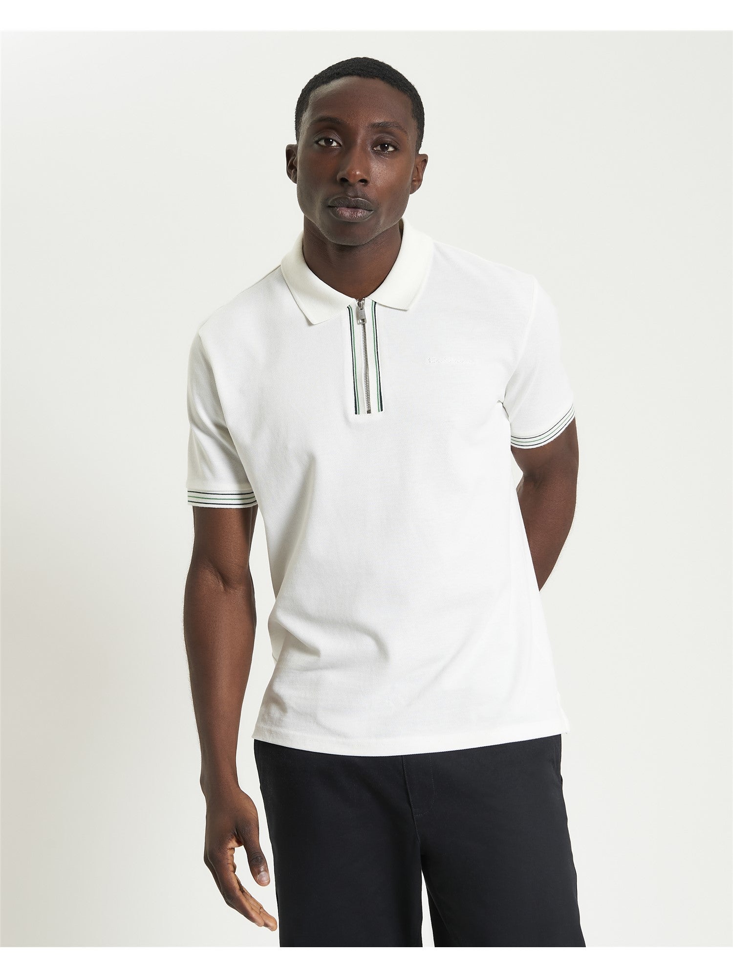 Ben Sherman Placket Interest Pique Polo - White
