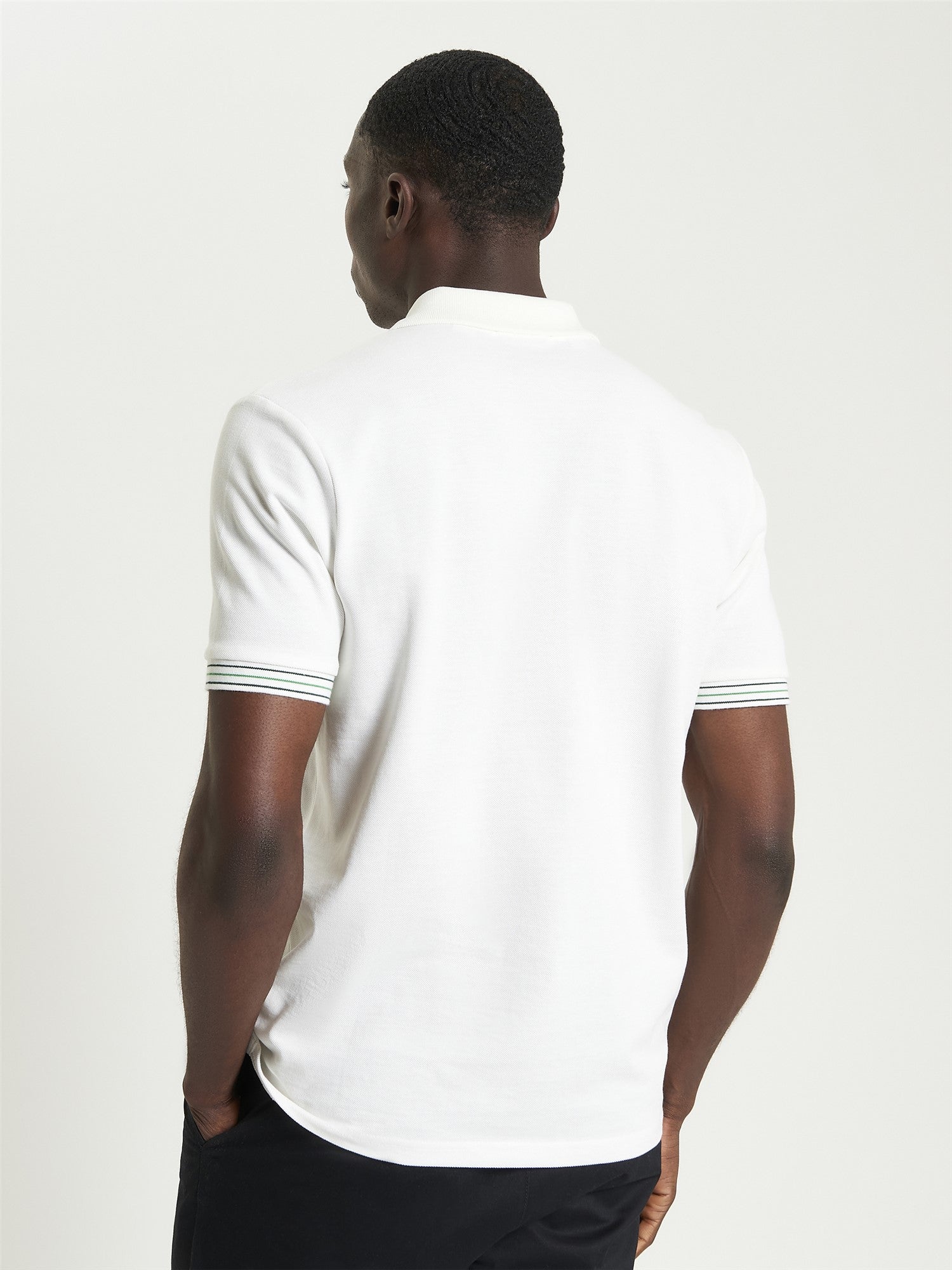 Ben Sherman Placket Interest Pique Polo - White