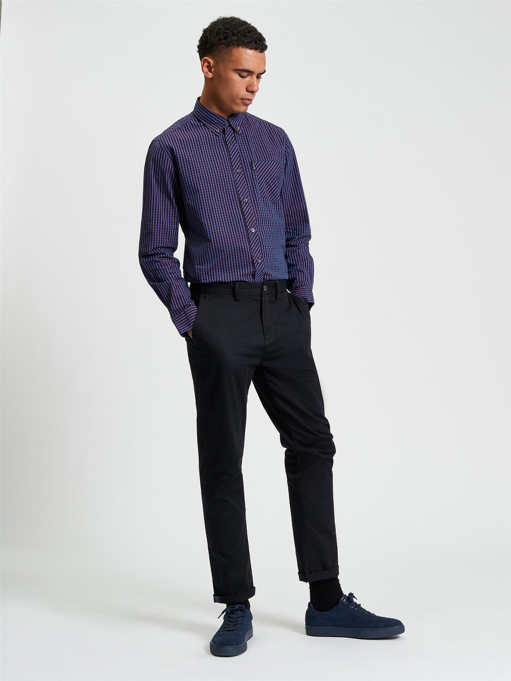 Long Sleeve Signature Gingham Shirt in Red