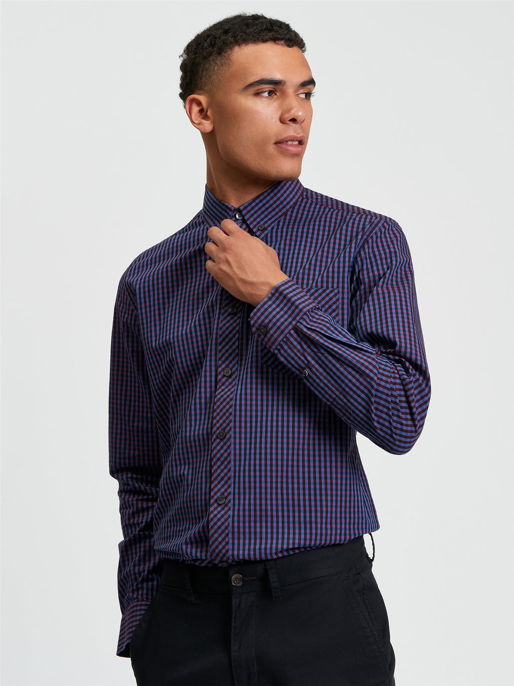 Long Sleeve Signature Gingham Shirt in Red