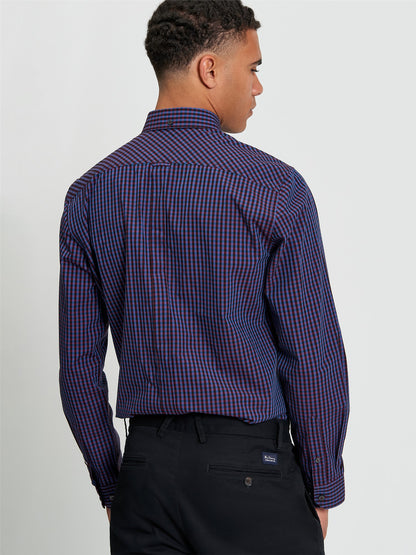 Long Sleeve Signature Gingham Shirt in Red