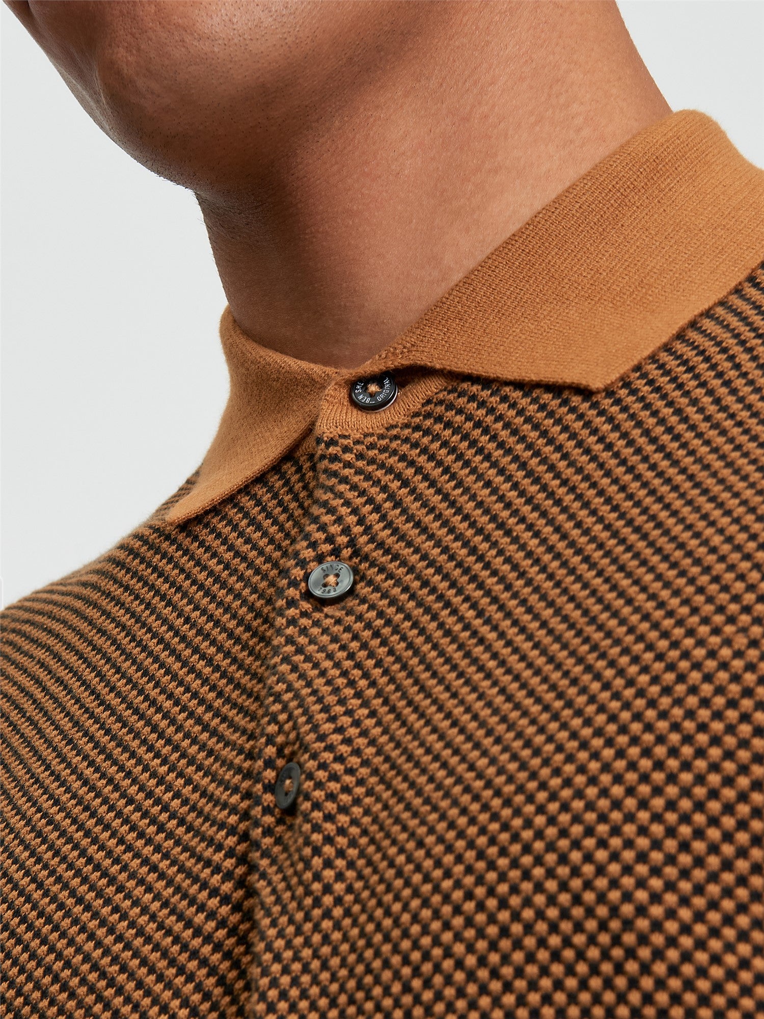 Bi Coloured Textured Polo in Camel