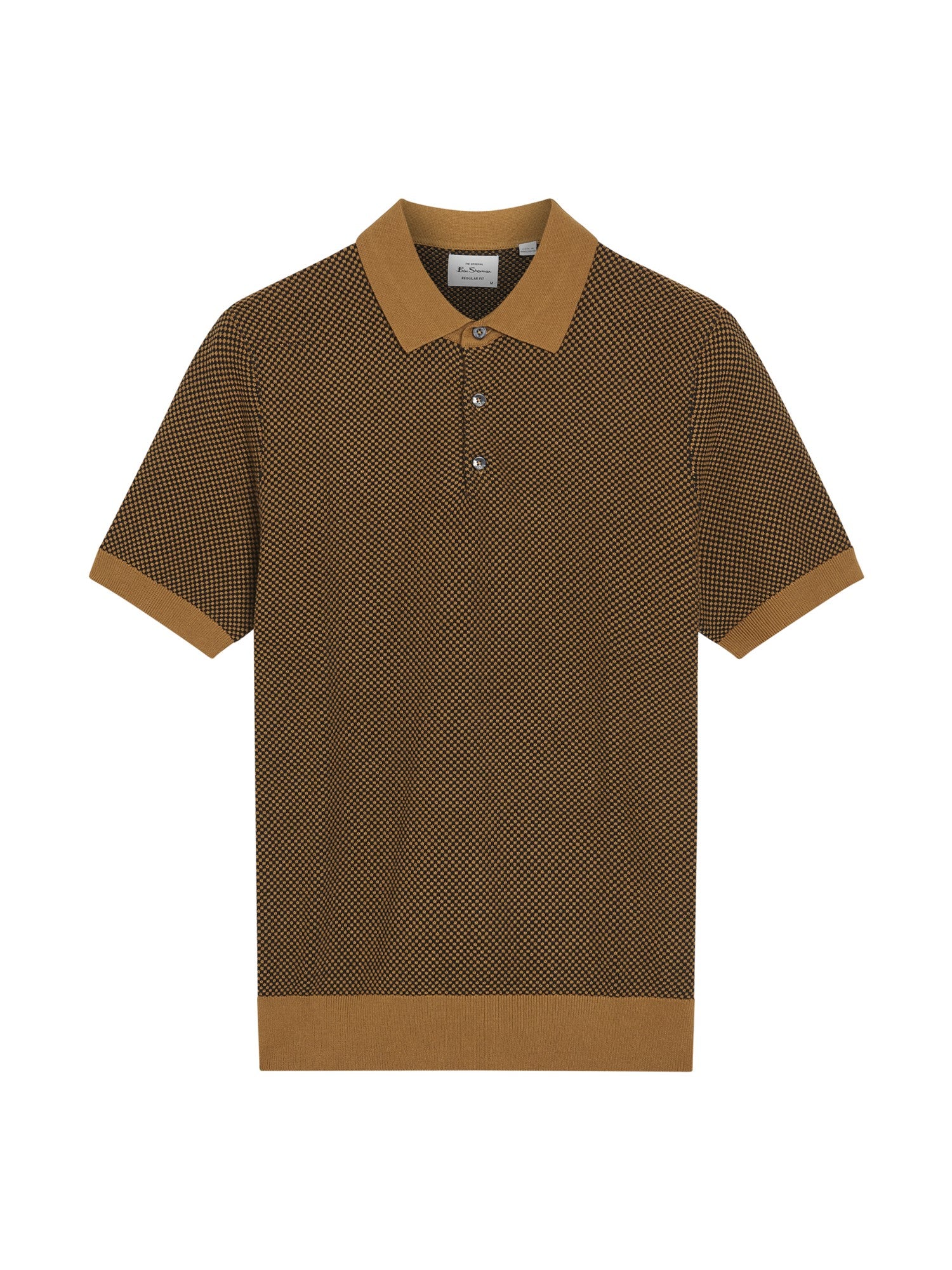 Bi Coloured Textured Polo in Camel