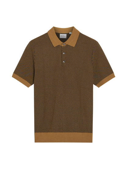Bi Coloured Textured Polo in Camel