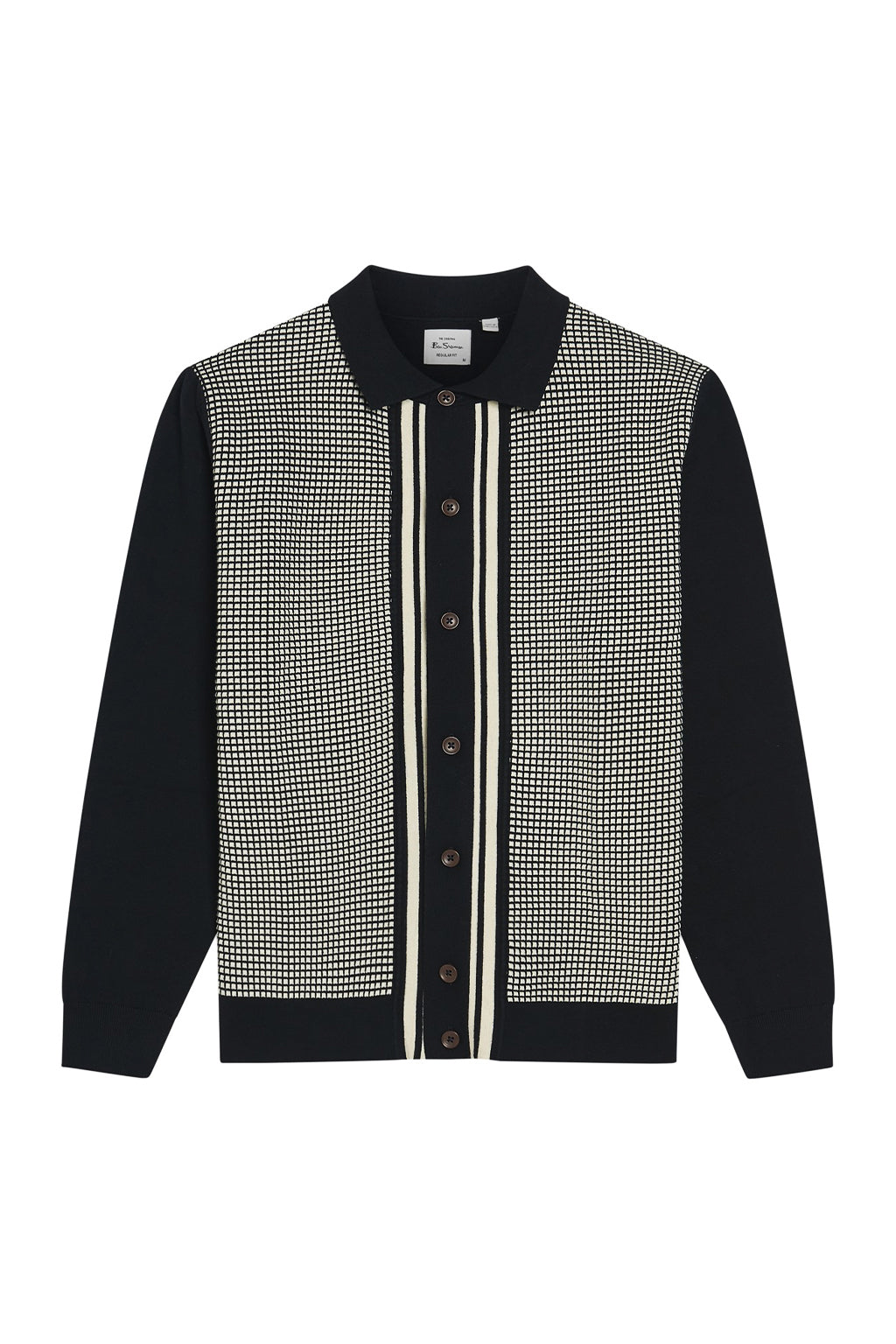 Bi Coloured Button Through Polo in Black