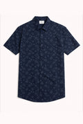 Short Sleeve Floral Geo Print Shirt - Dark Navy