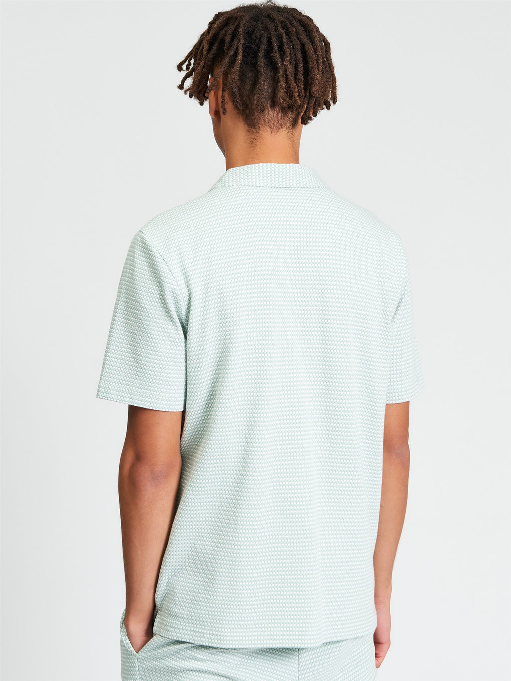 Short Sleeve Tri Colour Textured Co-ord Shirt - MINT