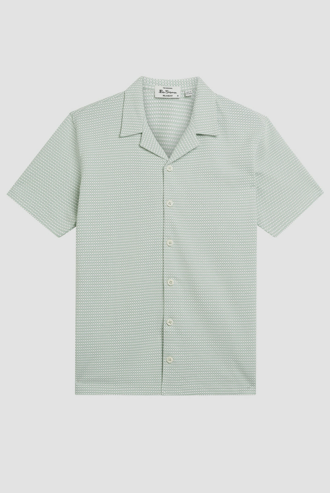 Short Sleeve Tri Colour Textured Co-ord Shirt - MINT