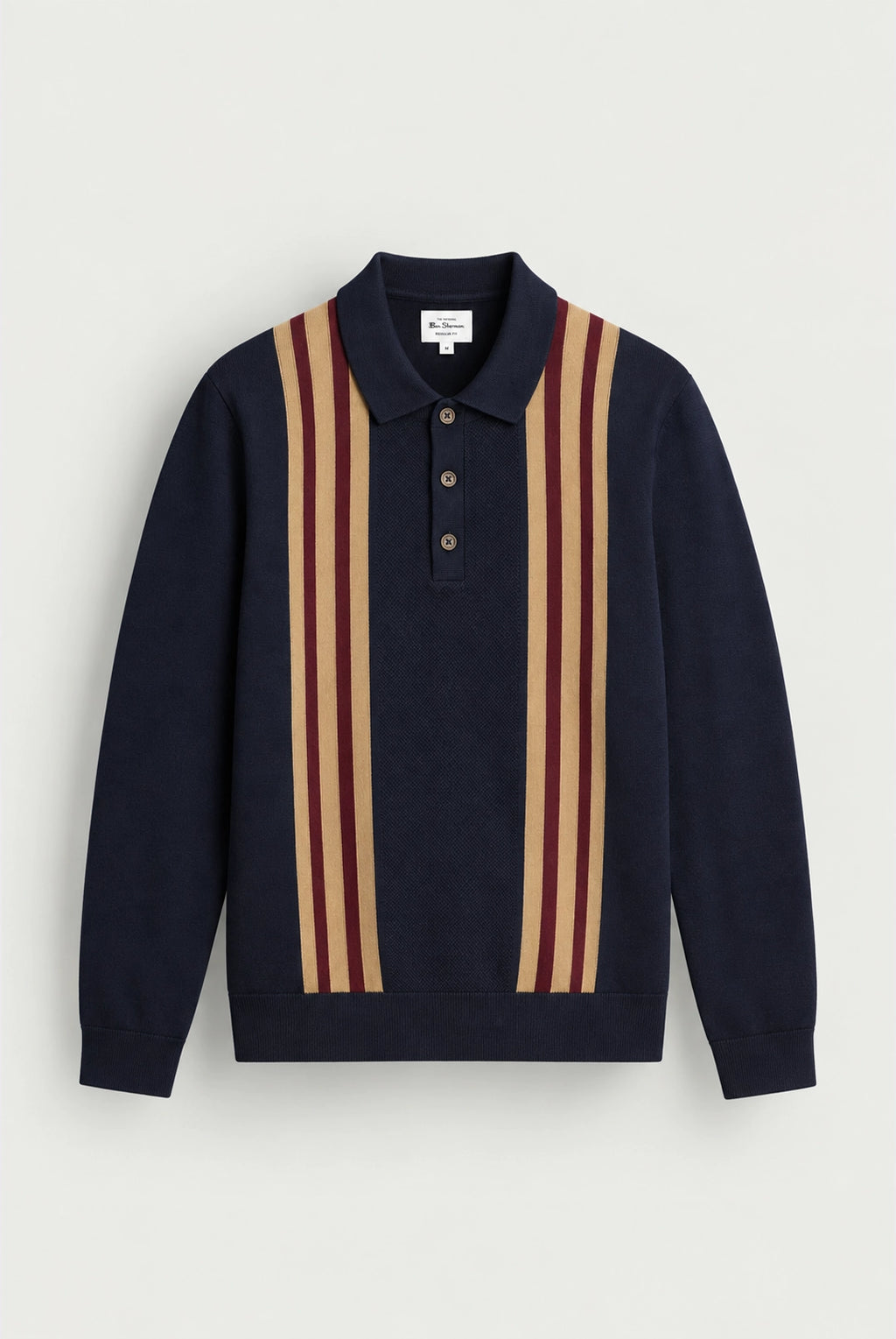 Long Sleeve Mod Knitted Polo - Dark Navy