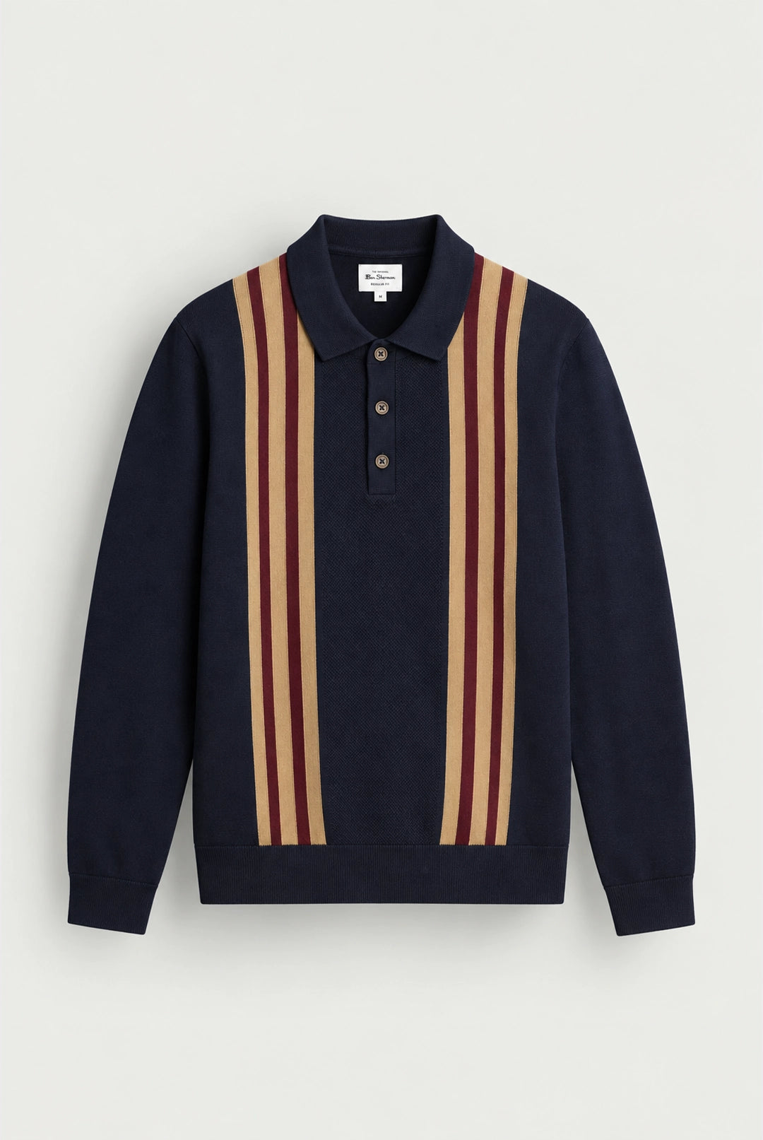 Long Sleeve Mod Knitted Polo - Dark Navy