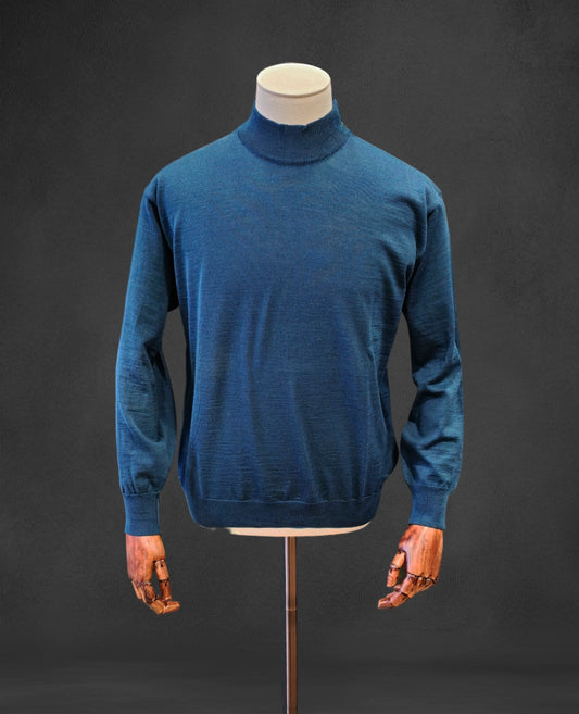 Italian Merino-Blend Turtle Neck Jumper - Airforce