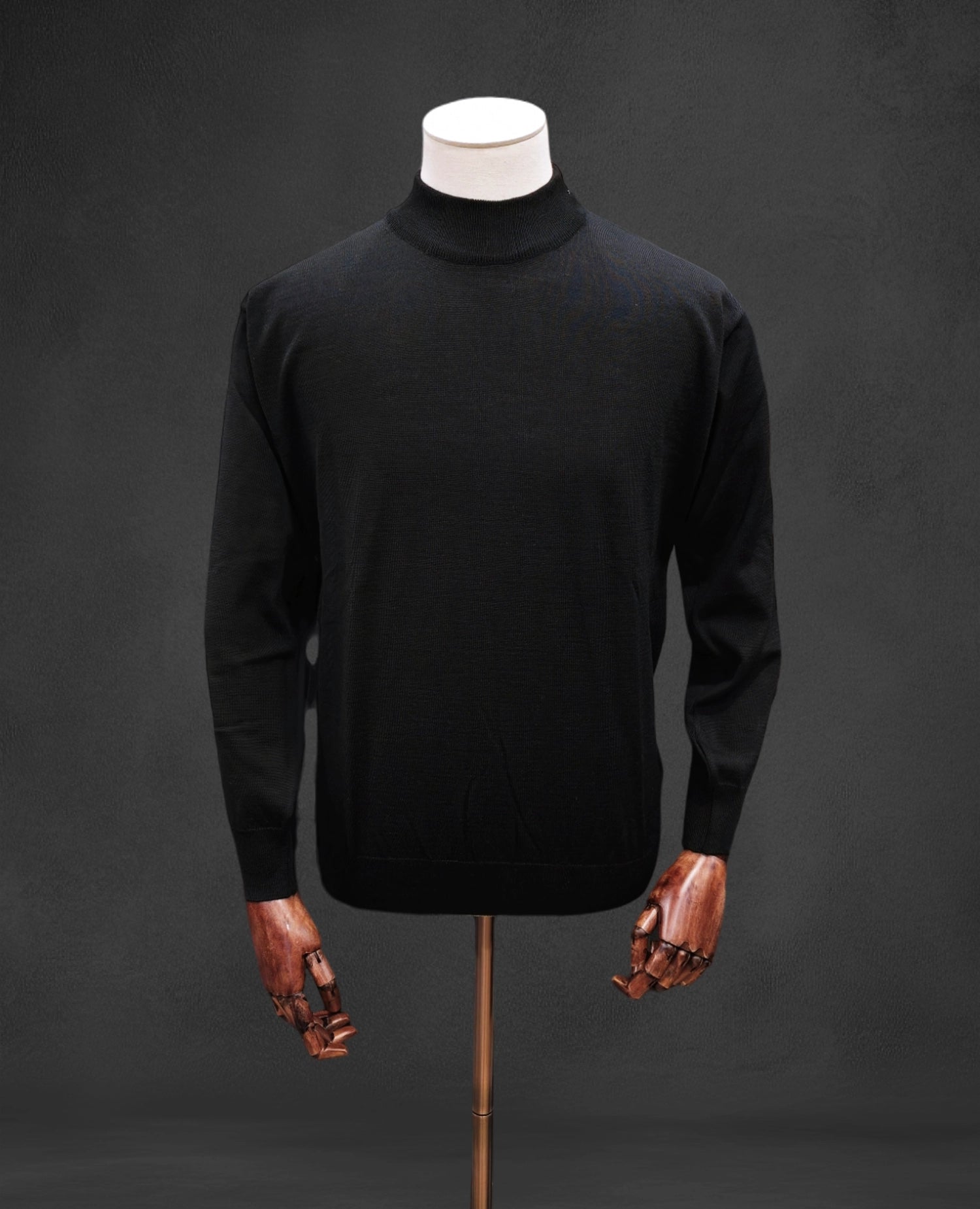 Italian Merino-Blend Turtle Neck Jumper - Black