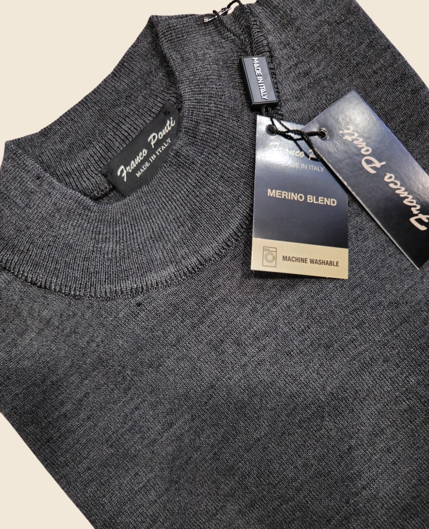 Italian Merino-Blend Turtle Neck Jumper - Charcoal