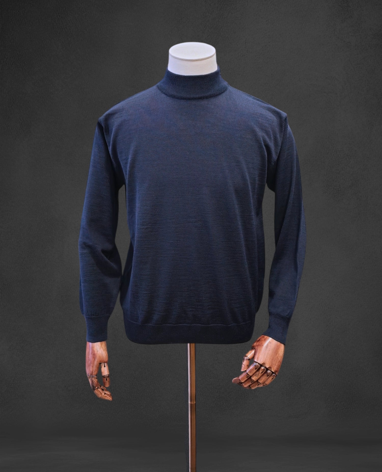 Italian Merino-Blend Turtle Neck Jumper - Navy