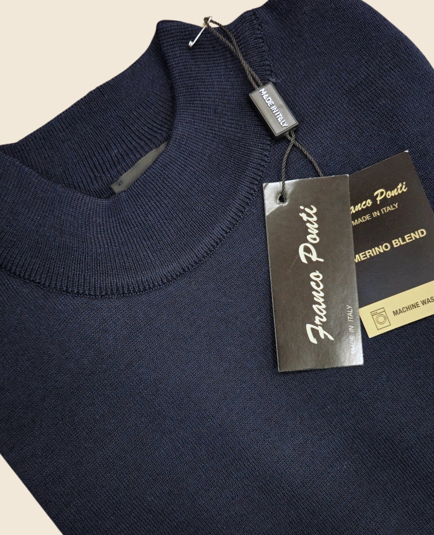 Italian Merino-Blend Turtle Neck Jumper - Navy
