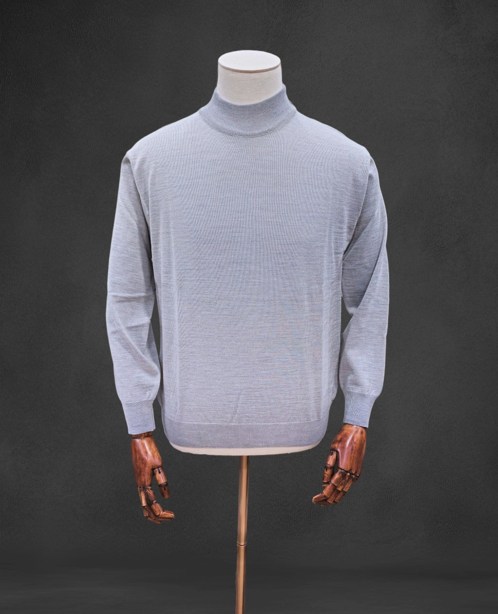 Italian Merino-Blend Turtle Neck Jumper - Silver