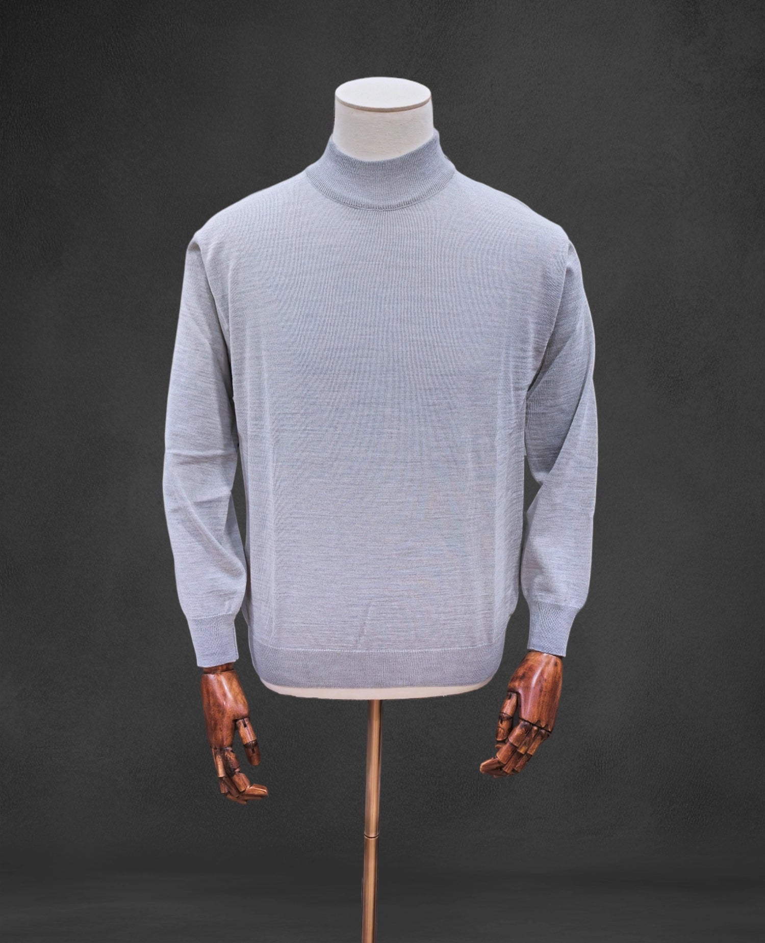 Italian Merino-Blend Turtle Neck Jumper - Silver