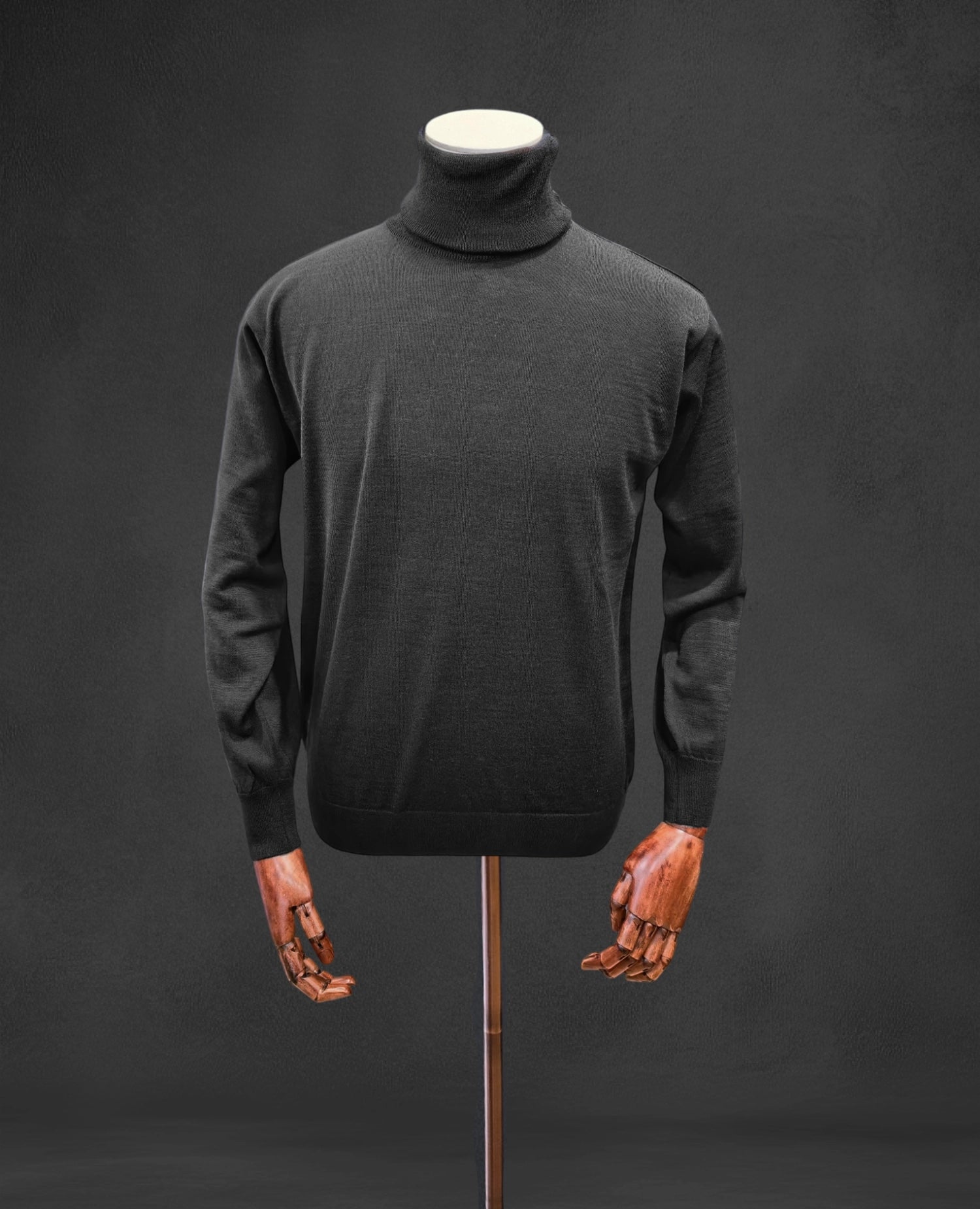 Italian Merino-Blend Roll Neck Jumper - Black