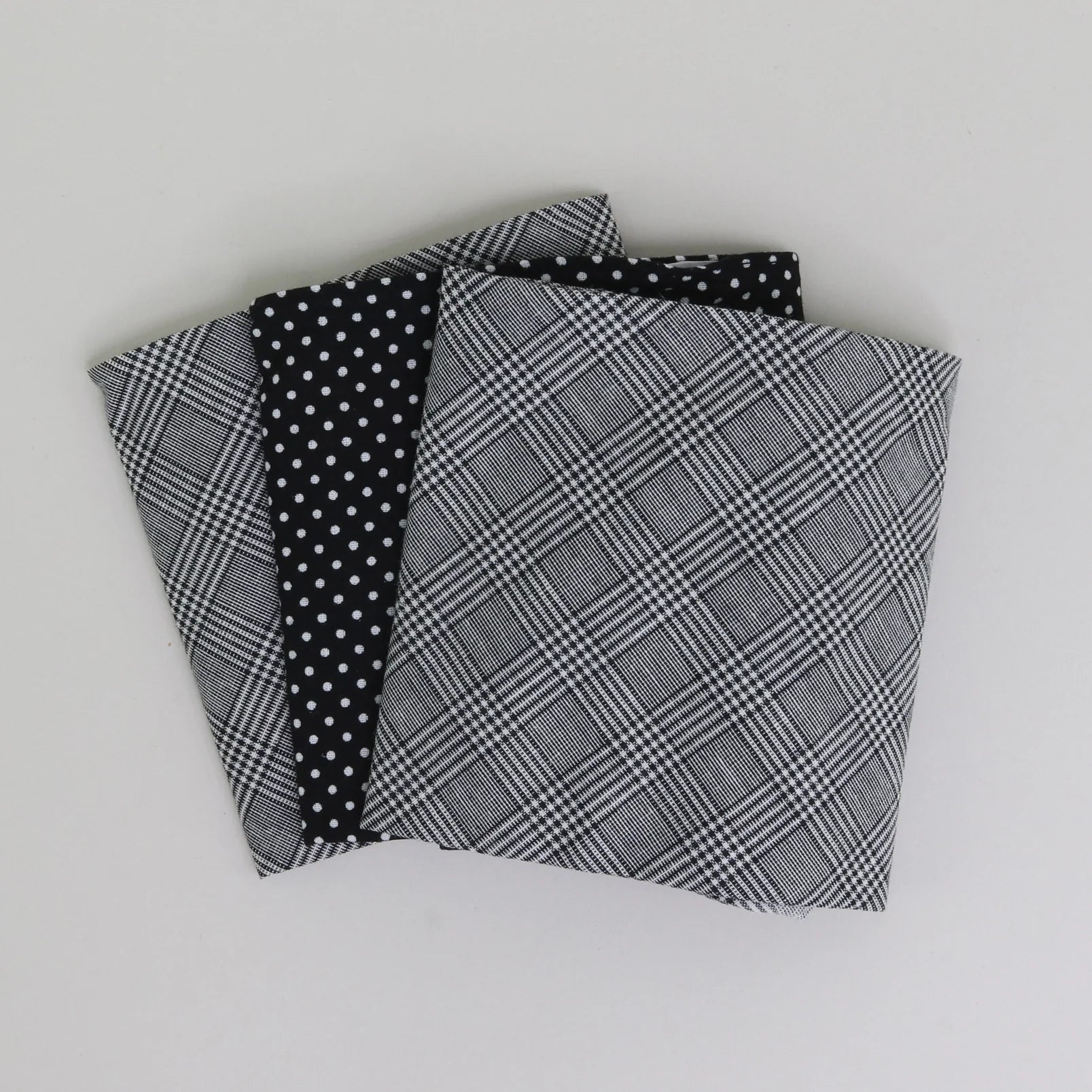 3-Pack Cotton Hankies - Grey Check/ Black Spot